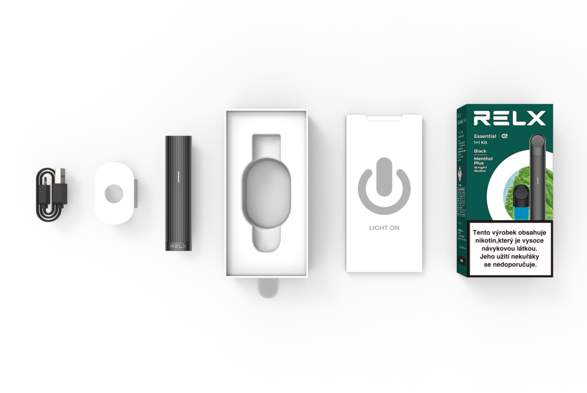 RELX Essential Starter Kit (černý, mentol) (Q)